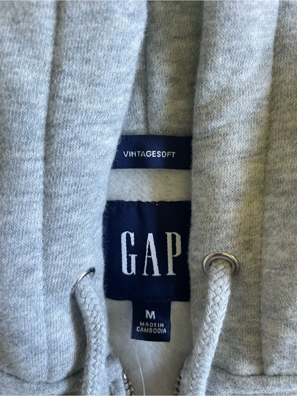 GAP Men's Heather Light Gray Full-Zip Hoodie